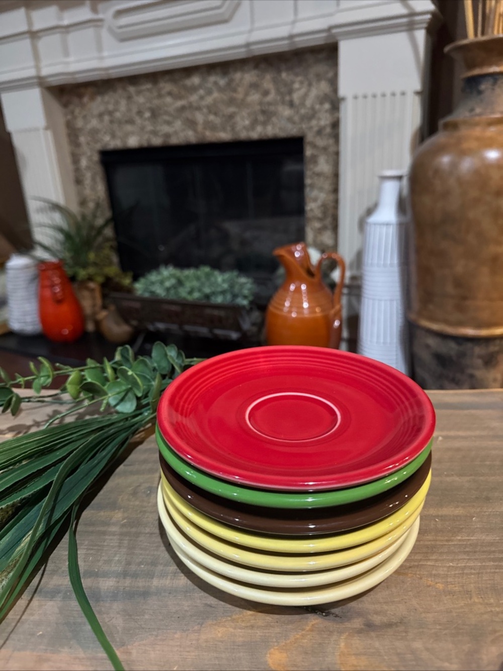 Set of 7 Fiesta Different Colored 6" Saucers ~ Homer Laughlin USA ~ Fiestaware